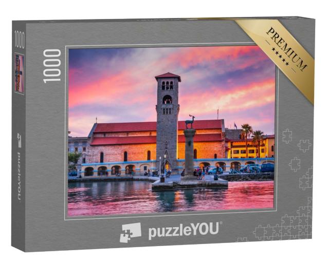 Puzzle de 1000 pièces « Beau coucher de soleil à Rhodes, Grèce »