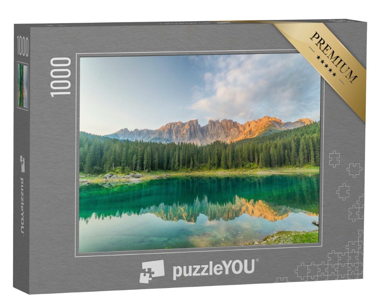Puzzle de 1000 pièces « Le lac de Carezza dans le Tyrol du Sud, Italie »