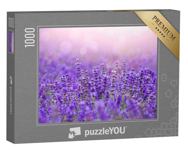 Puzzle de 1000 pièces « Coucher de soleil sur un champ de lavande en Provence »
