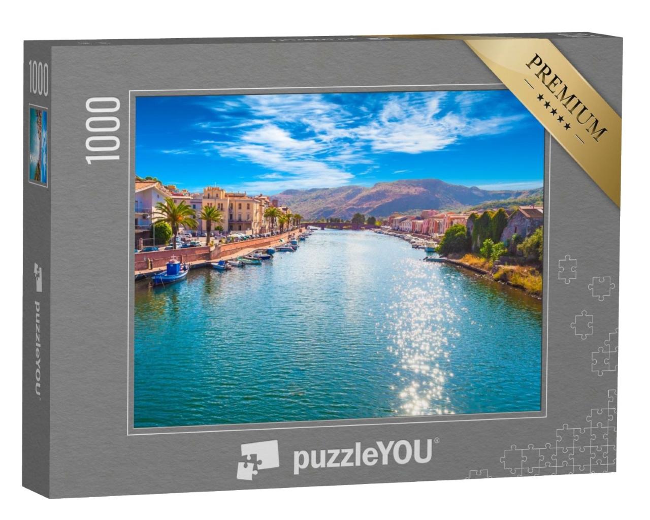Puzzle de 1000 pièces « Village de Bosa sur la rivière Temo, jour nuageux, Sardaigne »