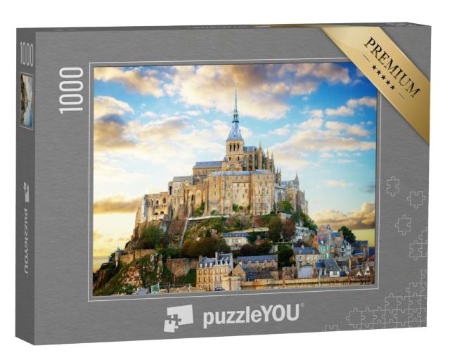 Puzzle de 1000 pièces « Gros plan sur le Mont Saint Michel au coucher du soleil, France »