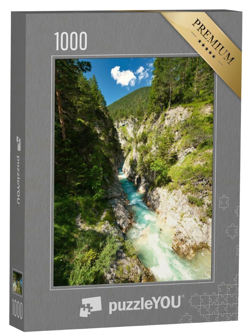 Puzzle de 1000 pièces « Spectaculaire Gleirschklamm dans les montagnes du Karwendel, Autriche »