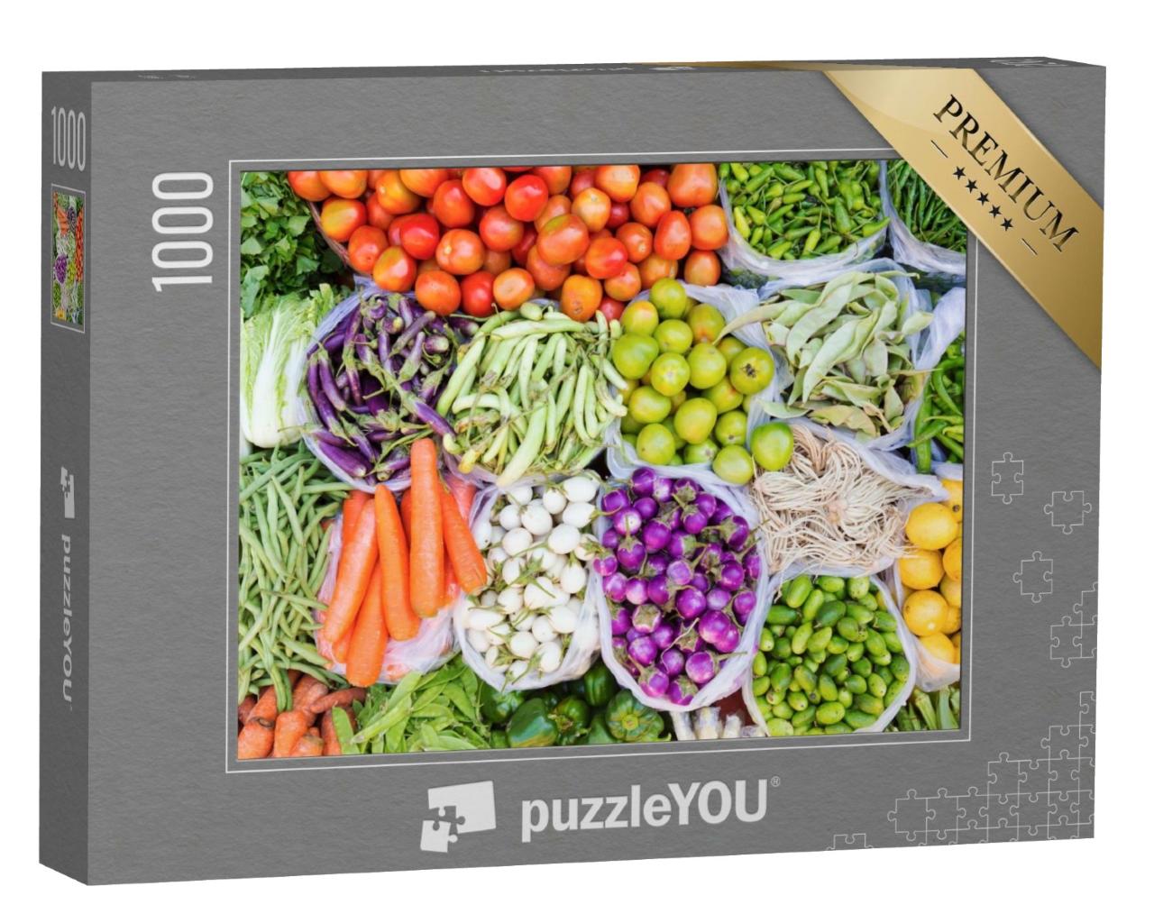 Puzzle de 1000 pièces « Marché fermier avec fruits et légumes frais »