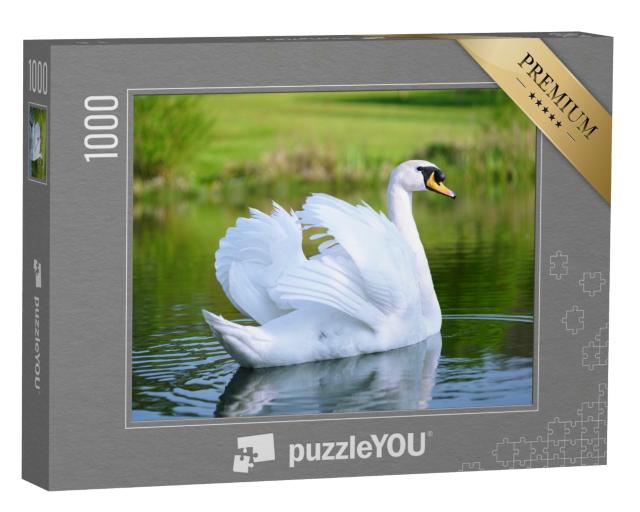 Puzzle de 1000 pièces « Lac avec un cygne blanc »