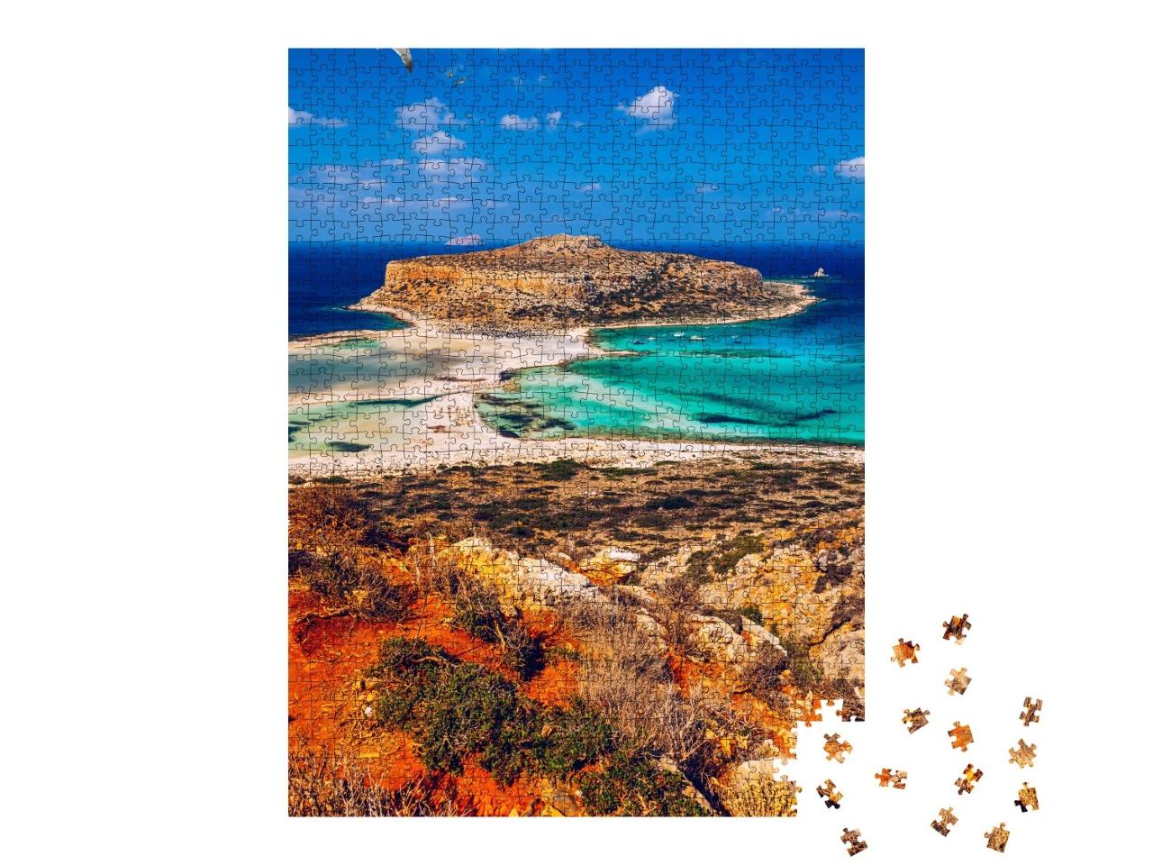 Puzzle de 1000 pièces « Lagon de Balos et Gramvousa en Crète avec mouettes et plage »