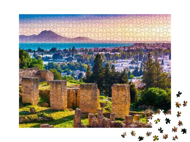 Puzzle de 1000 pièces « Vestiges de Carthage : vue depuis la colline de Byrsa, Tunisie »