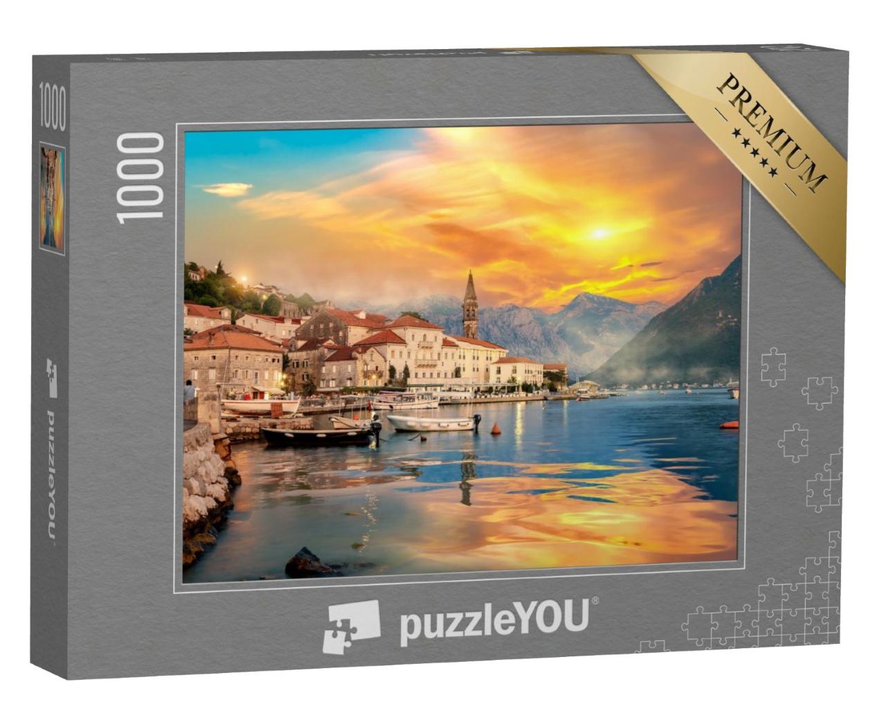 Puzzle de 1000 pièces « Ville historique de Perast dans la baie de Kotor, Monténégro »