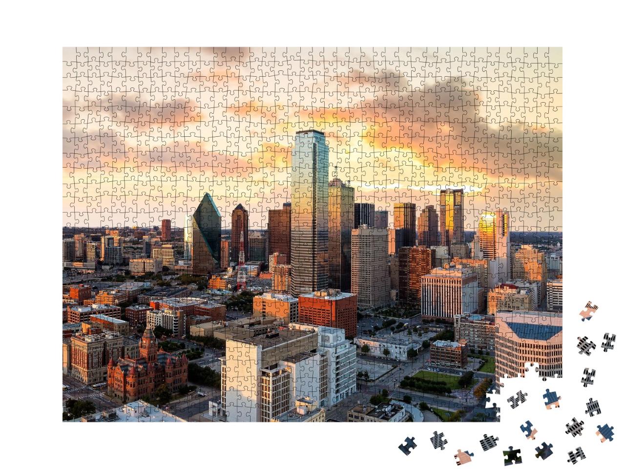 Puzzle de 1000 pièces « Coucher de soleil sur Dallas, Texas »