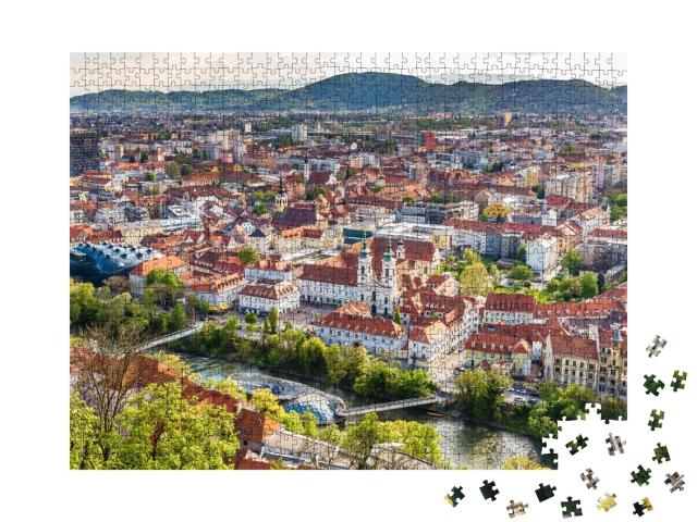 Puzzle de 1000 pièces « Vue aérienne du centre-ville de Graz, Autriche »