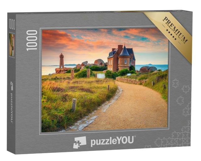 Puzzle de 1000 pièces « Coucher de soleil sur la Côte de Granit Rose, Bretagne, France »