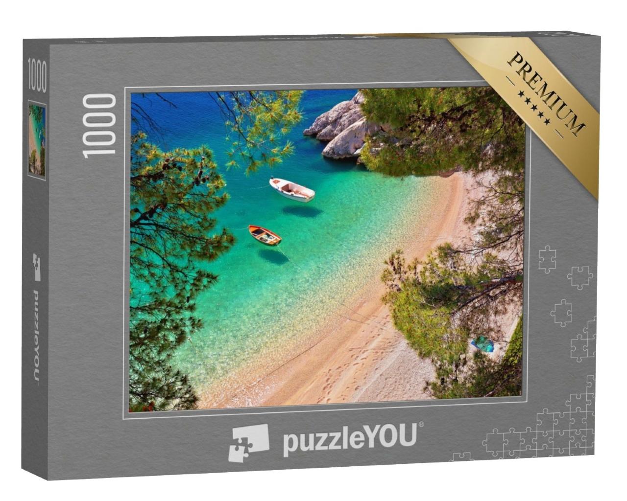 Puzzle de 1000 pièces « Plage à Brela avec mer émeraude, Dalmatie, Croatie »