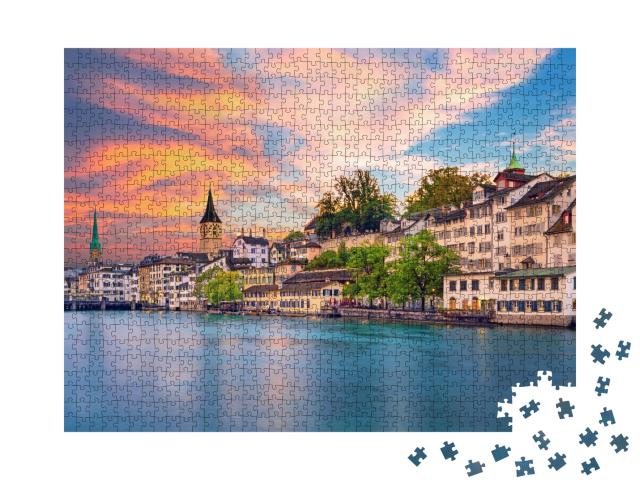 Puzzle de 1000 pièces « Centre-ville de Zurich le soir »