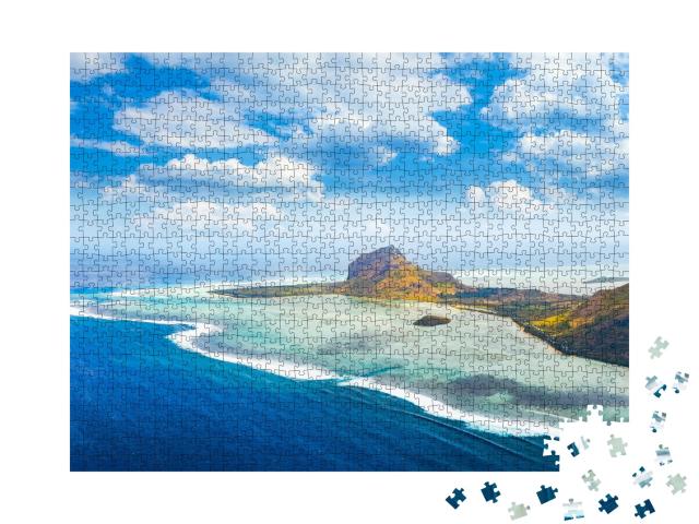 Puzzle de 1000 pièces « Magnifique vue aérienne de la péninsule du Morne Brabant à l'île Maurice »