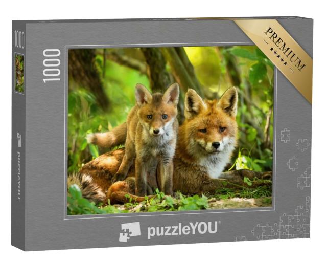 Puzzle de 1000 pièces « Charmante famille de renards roux »