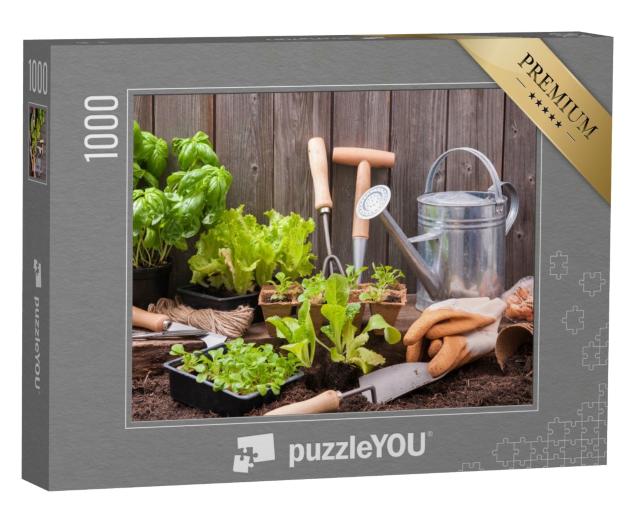 Puzzle de 1000 pièces « Outils de jardinage pour planter la laitue »