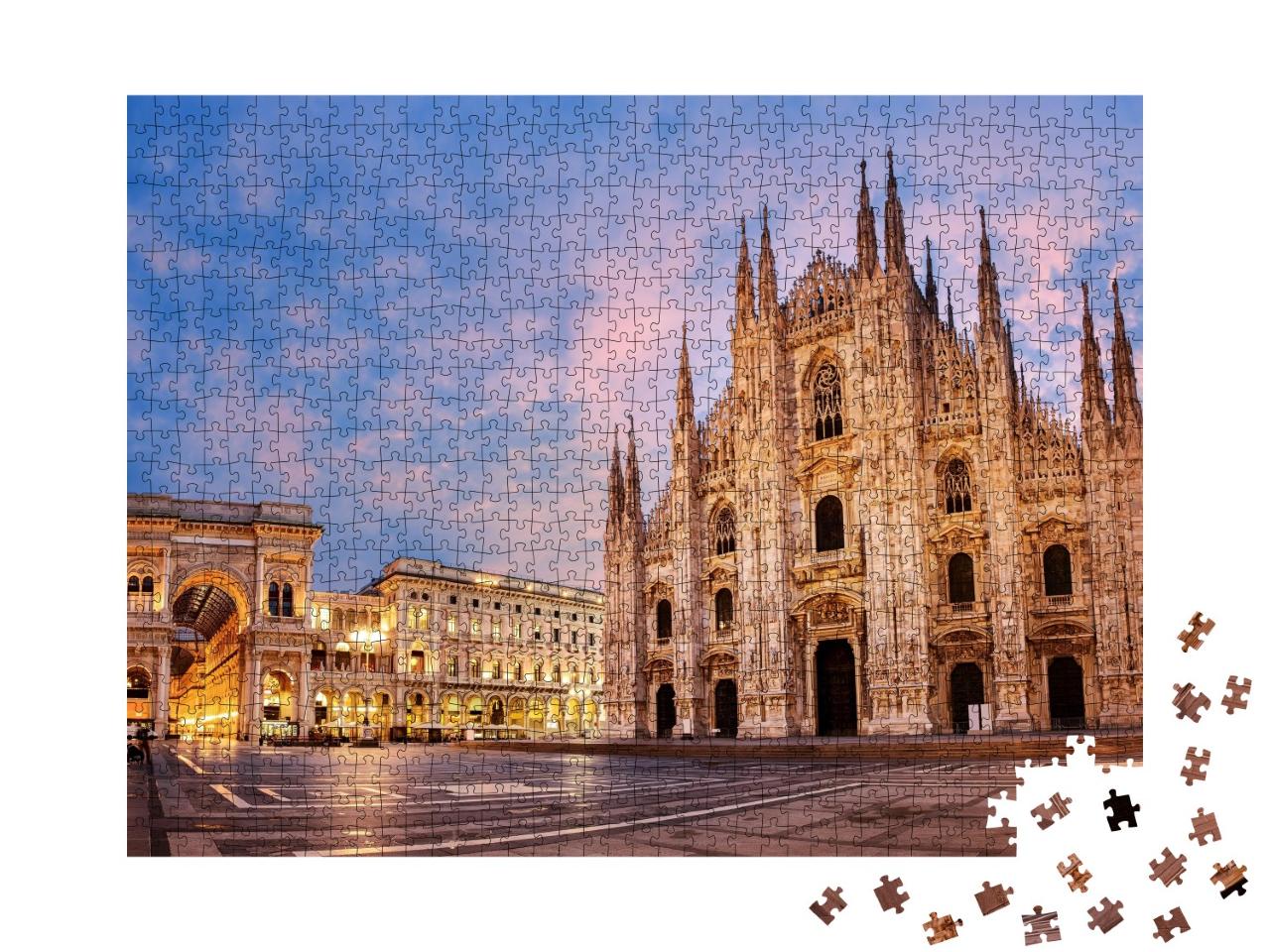 Puzzle de 1000 pièces « Dôme de Milan : Duomo di Milano au lever du soleil, Italie »