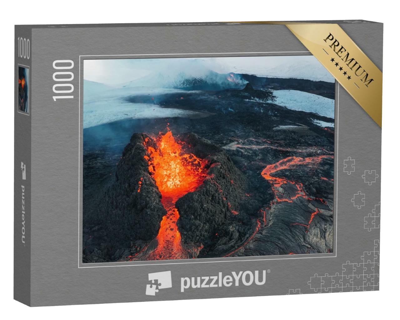 Puzzle de 1000 pièces « Éruption volcanique en 2021 en Islande »