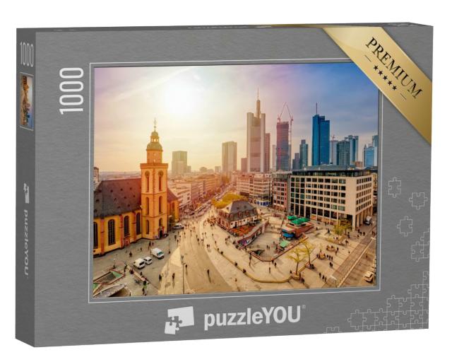 Puzzle de 1000 pièces « Vue de Francfort-sur-le-Main au coucher du soleil »