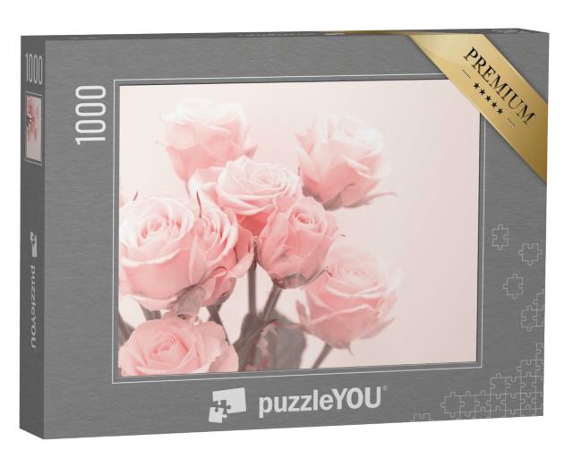 Puzzle de 1000 pièces « Roses rose pâle dans une lumière douce »