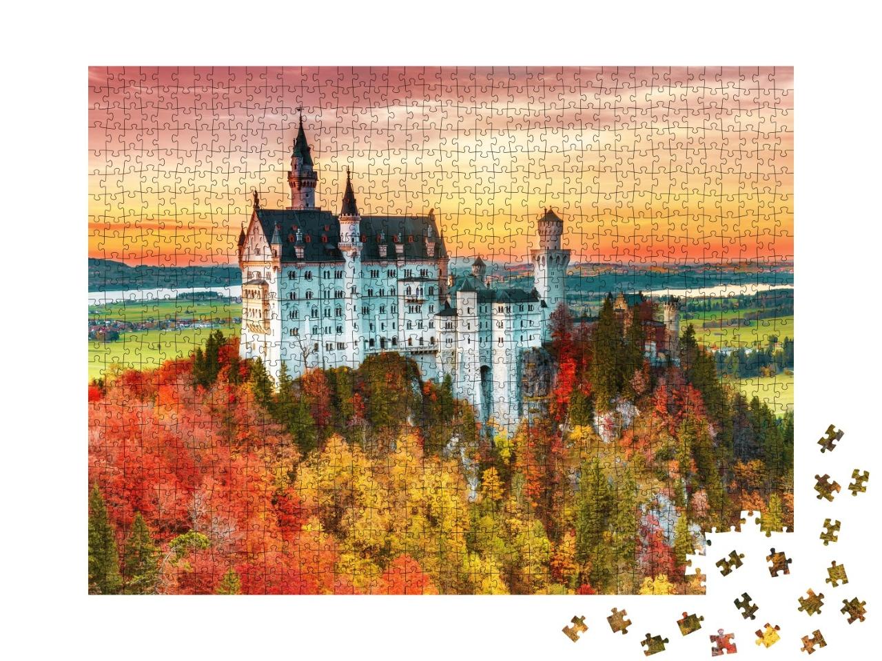 Puzzle de 1000 pièces « Le château de Neuschwanstein en automne »