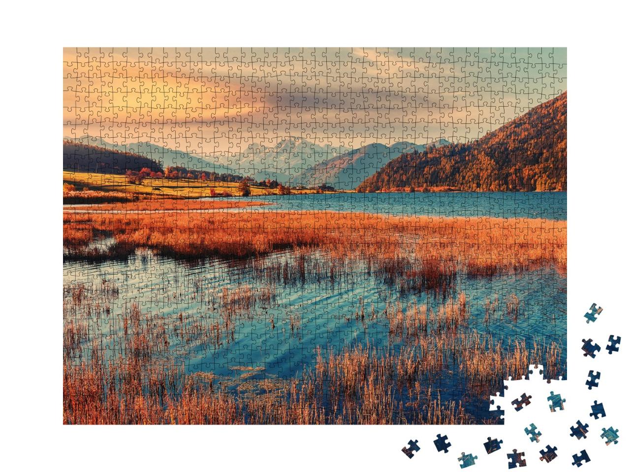 Puzzle de 1000 pièces « Scène panoramique automnale du lac Haidersee »
