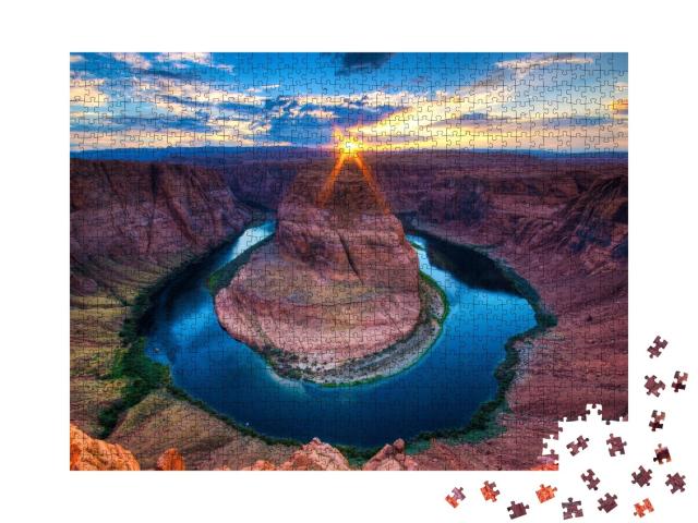 Puzzle de 1000 pièces « Sonnenuntergang am Horseshoe Bend, Colorado Canyon »