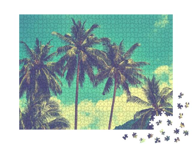 Puzzle de 1000 pièces « Des palmiers dans un ciel d'un bleu éclatant »