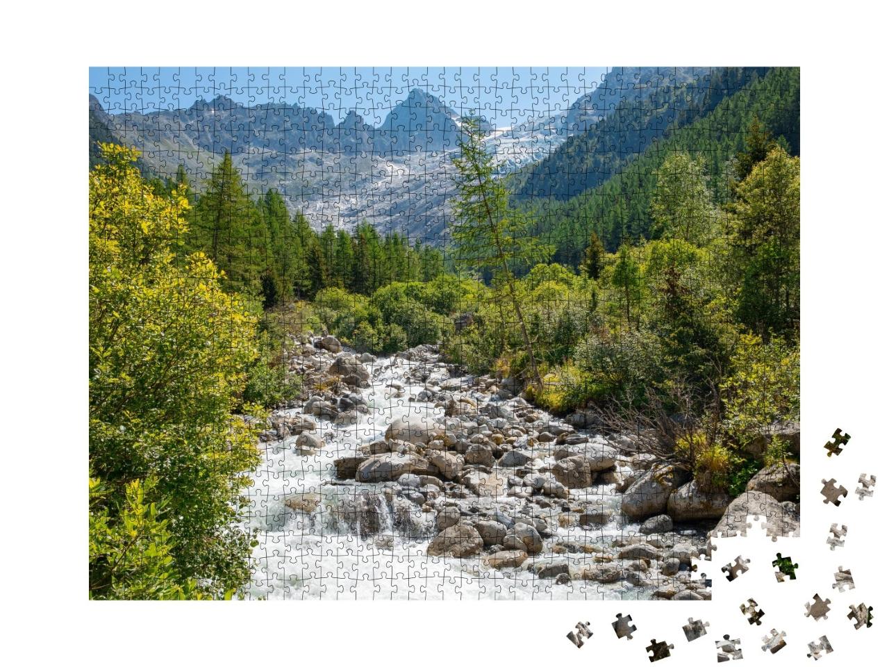 Puzzle de 1000 pièces « Vallée idyllique et rivière Trient en Valais, Suisse »