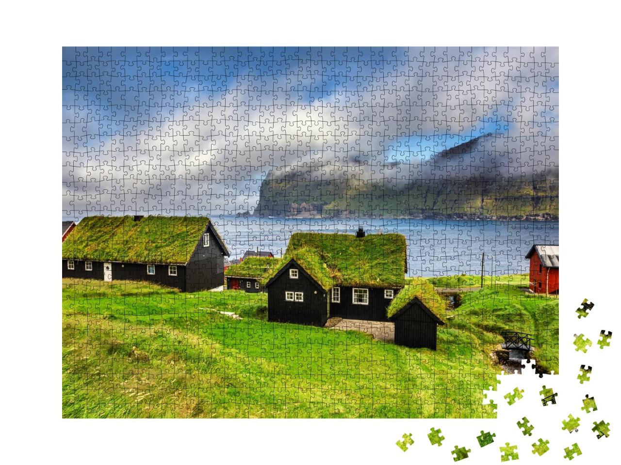 Puzzle de 1000 pièces « Village de Mikladalur sur les îles Féroé au Danemark »