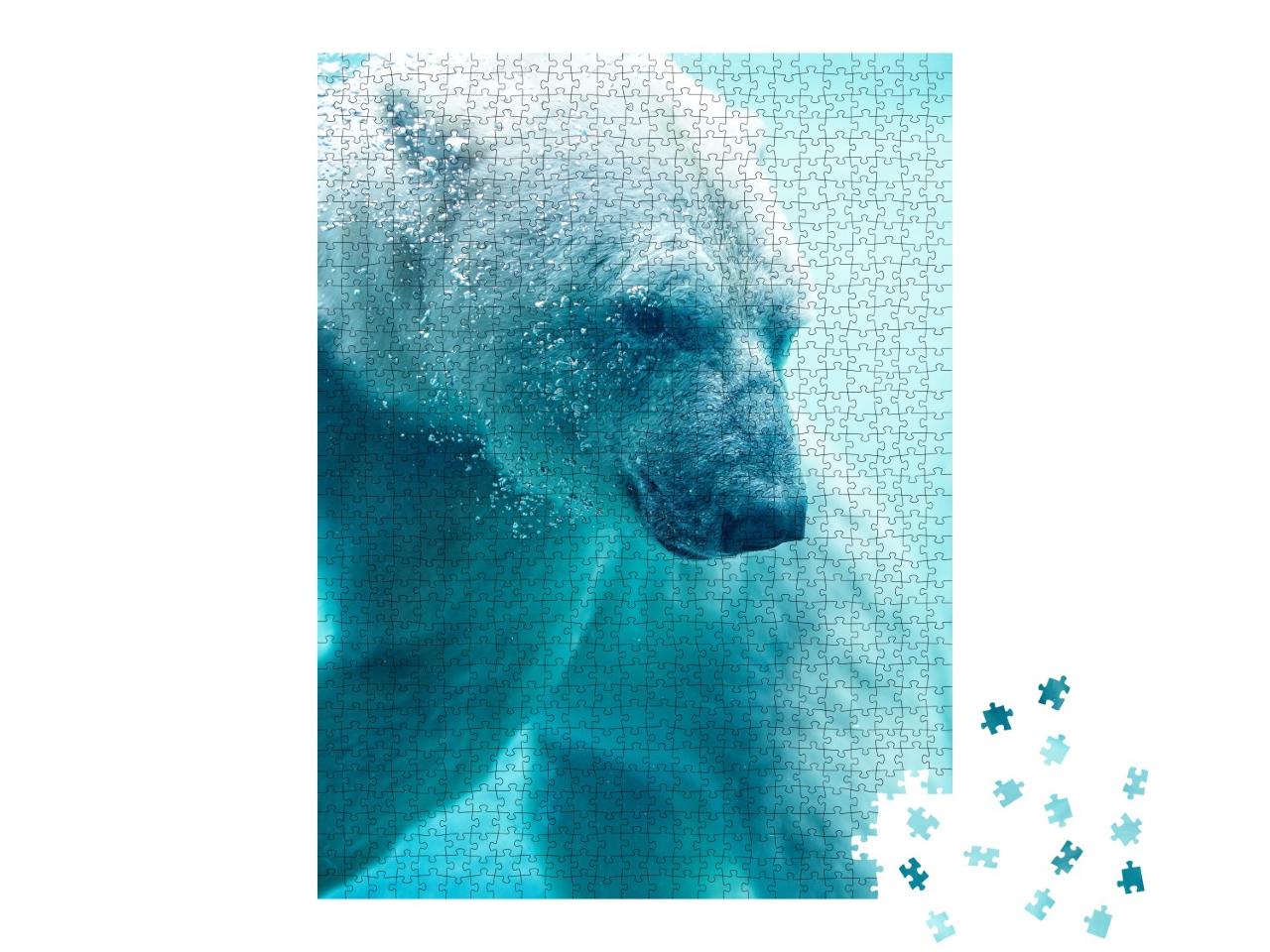 Puzzle de 1000 pièces « Ours polaire sous l'eau avec des bulles »