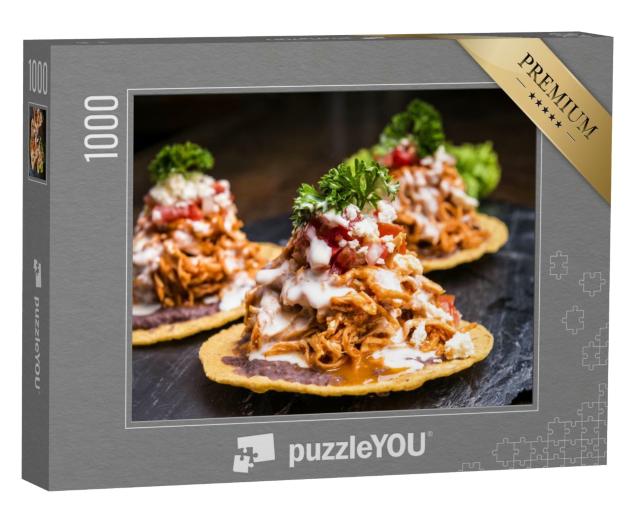 Puzzle de 1000 pièces « Délicieuses tostadas à la mexicaine avec du poulet »