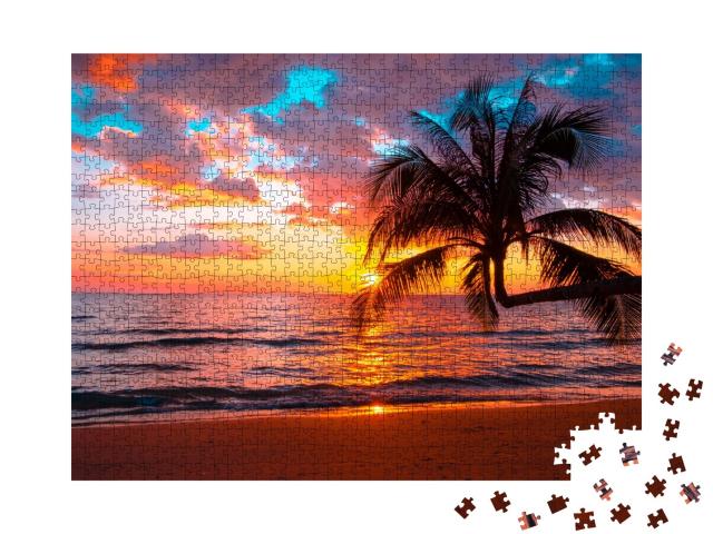 Puzzle de 1000 pièces « Coucher de soleil à couper le souffle sur la mer tropicale »