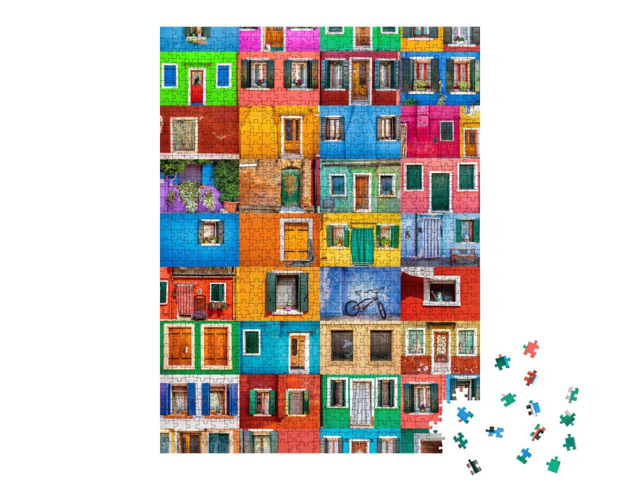 Puzzle de 1000 pièces « Collage de maisons colorées de l'île de Burano, Italie »