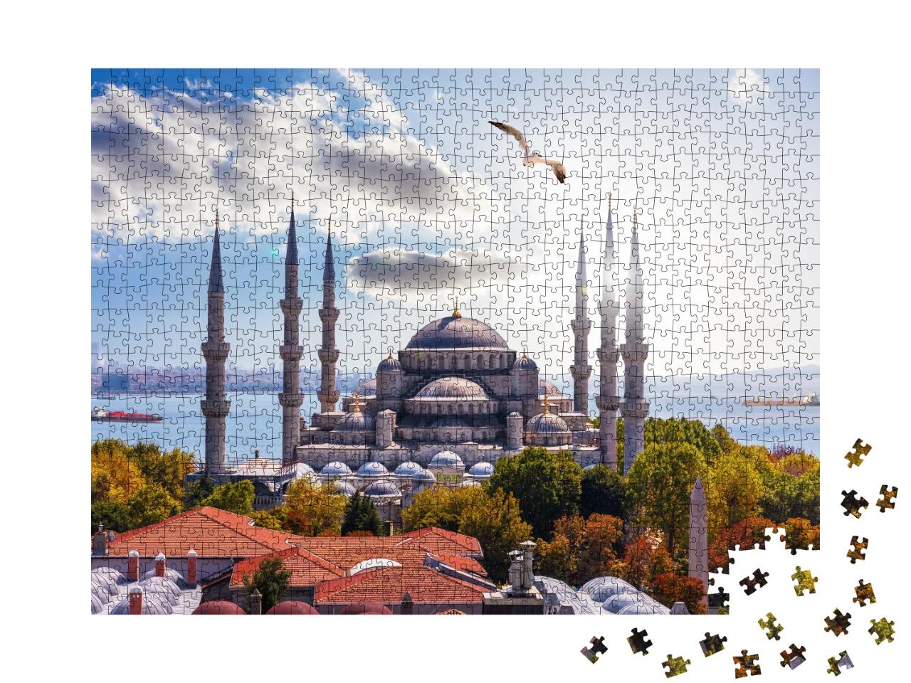 Puzzle de 1000 pièces « Mosquée Sultan Ahmet devant le Bosphore, Istanbul, Turquie »