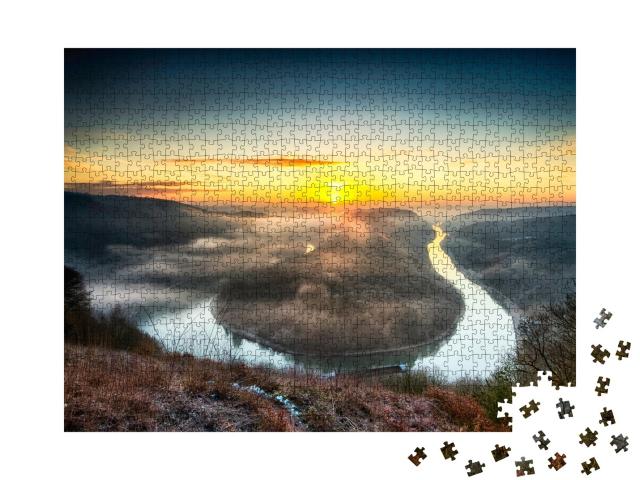 Puzzle de 1000 pièces « Boucle de la Sarre, demi-tour de la rivière, Allemagne »
