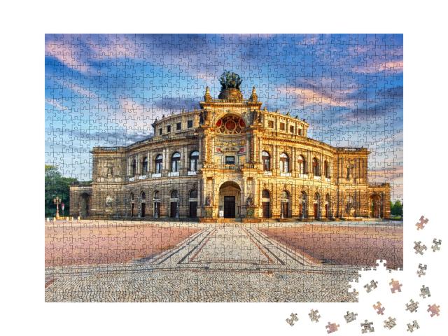 Puzzle de 1000 pièces « Opéra Semper à Dresde la nuit, Allemagne »