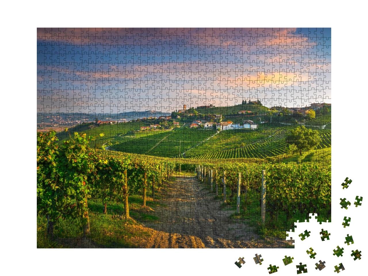 Puzzle de 1000 pièces « Le village de Barbaresco et les vignobles des Langhe »