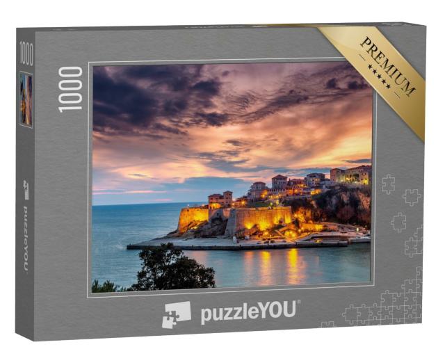 Puzzle de 1000 pièces « Vieille ville et forteresse d'Ulcinj, mer Adriatique, Monténégro »