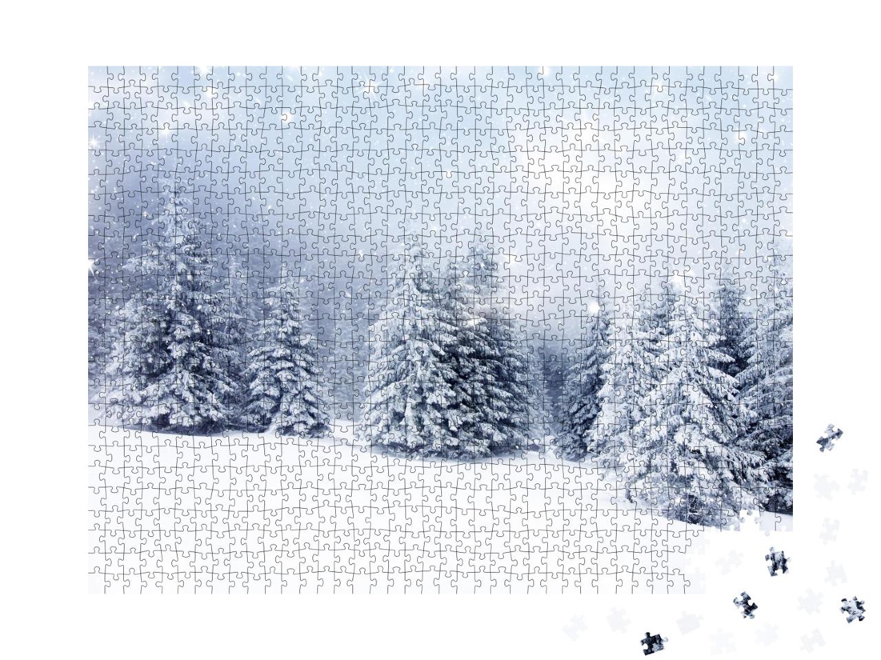 Puzzle de 1000 pièces « Des sapins enneigés pour la période de Noël »