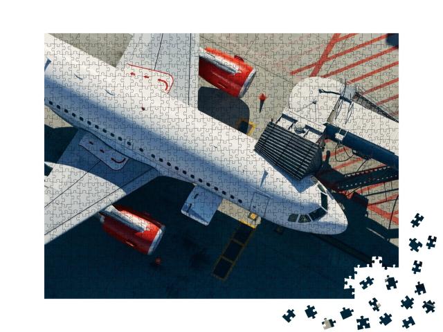 Puzzle de 1000 pièces « Préparation de l'avion avant le départ »