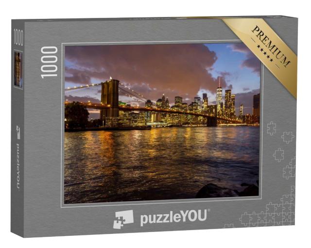 Puzzle de 1000 pièces « Pont de Brooklyn à Manhattan de nuit, USA »