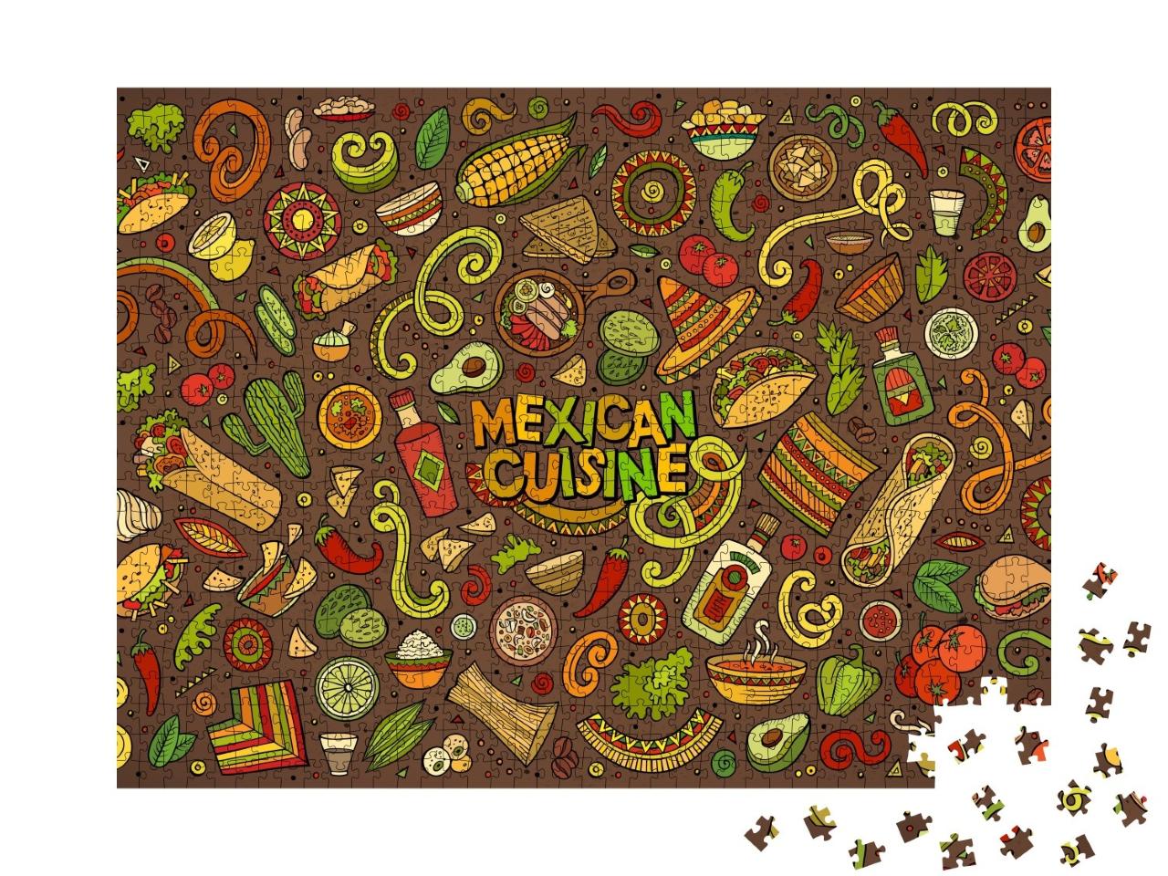 Puzzle de 1000 pièces « Mélange coloré de symboles typiquement mexicains »