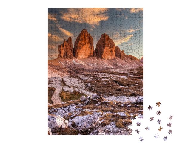 Puzzle de 1000 pièces « Les Trois Cimets le soir, Tyrol du Sud, Italie »