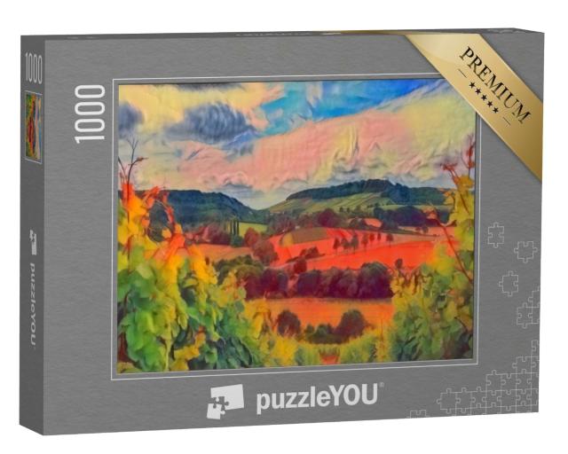 Puzzle de 1000 pièces « dans le style artistique de Franz Marc - vignobles près de Heilbronn, Allemagne »
