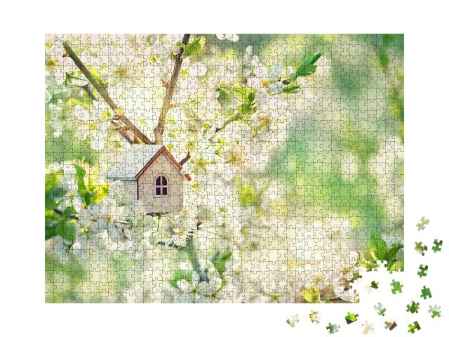 Puzzle de 1000 pièces « Petite maison de fée dans un cerisier en fleurs »