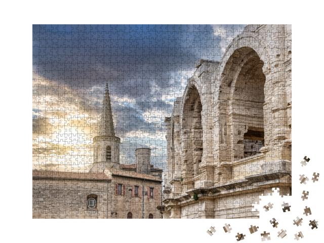 Puzzle de 1000 pièces « Détail des arcs des arènes d'Arles en France »