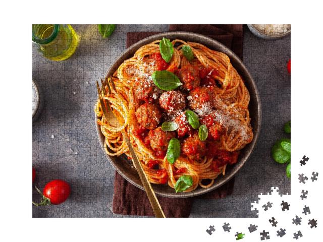 Puzzle de 1000 pièces « Spaghetti aux boulettes de viande et à la sauce tomate »