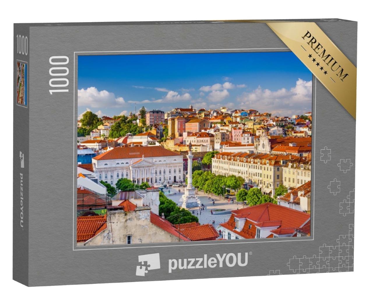 Puzzle de 1000 pièces « L'horizon de Lisbonne avec vue sur la place Rossio »