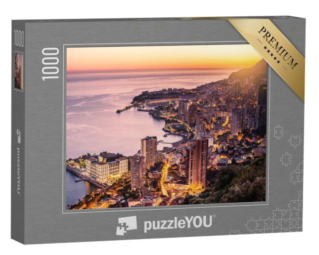 Puzzle de 1000 pièces « Vue du soir de Montecarlo, Monaco, Cote d'Azur, Europe »