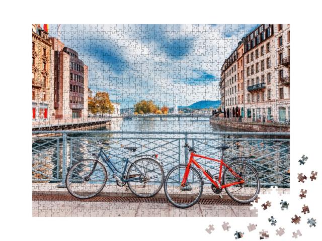 Puzzle de 1000 pièces « Vue classique de la célèbre ville de Genève en Suisse »